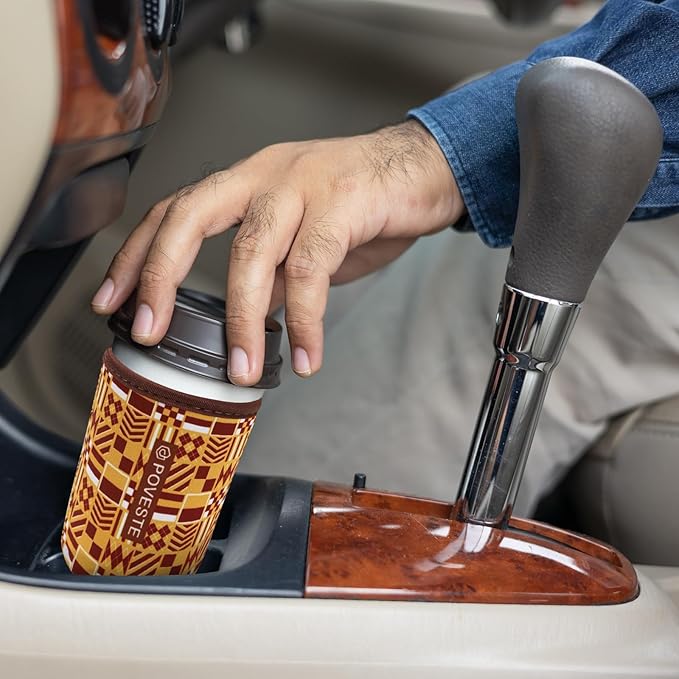 Reusable Neoprene Insulator Sleeve for Iced Coffee & Cold Soda, Coffee Sleeves for Iced & Hot Drinks, Cold Beverage Cooler Compatible with Starbucks, Dunkin (Abstract Flower, Medium: 22-24oz)