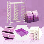 GOFLAME 20-Drawer Rolling Storage Cart, Multifunctional Art Craft Organizer Cart, Mobile Utility Storage Cart with Removable Drawers & Lockable Wheels, Craft Cart for Home Office, Purple Gradient