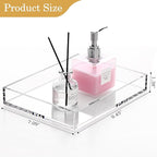 DINGHUO Acrylic Perfume Bathroom Vanity Counter Tray, Clear 9.45"x7.09"x1.38" Rectangle Countertop Organizer for Jewelry Candles Soap Makeup Toilet Tank Kitchen - 1 Pack