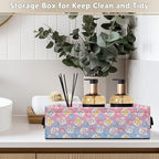 Narrow Storage Bins Multi-purpose Storage Baskets with Handles Bathroom Essentials Organizer Basket Fabric Vanity Tray for Office Supplies, Easter Egg Cute Bunny Rabbit Pink Blue Gradient