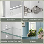 20x26 Inch Beveled Aluminum Medicine Cabinet with Mirror, Assembly Needed, Recessed/Wall Mount, 2 Adjustable Tempered Glass Shelves, Bathrroom Medicine Cabinet, Side Mirror, Reversable Door