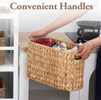 Wicker Toilet Paper Holder Stand, 6 Rolls Wicker Toilet Paper Storage Basket for Bathroom, Natural Water Hyacinth Storage Baskets with Handles