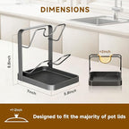 Kitchen Pot Lid Storage Rack, 2-Tier Lids Holder with Detachable Drip Tray While Cooking, Multifunctional Countertop Organizer for Cutting Boards, Ladles and Pan Covers