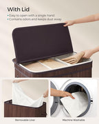 SONGMICS Laundry Hamper with Lid, Bamboo Laundry Basket, Removable Machine Washable Laundry Basket, with Handles, 39.6-Gallons, for Laundry Room, Bedroom, Bathroom, Chestnut Brown ULCB062K01