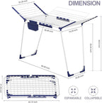 APEXCHASER Clothes Drying Rack Foldable - Drying Rack Clothing Large Space, Winged Laundry Rack with Sock Clips for Hanging Towels Clothes Dress Bedding Indoor Outdoor, White