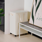 Slim Laundry Hamper with Lid and Wheels, Small Rolling Laundry Basket with Handle for Small Spaces, Tall Dirty Clothes Hampers for Dorm, Bathroom and Bedroom, 95L, Beige