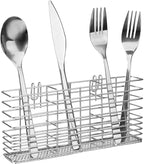 SANNO Silverware Organizer - Cutlery Utensil Holder Stainless Steel Drying Rack Drainer for Kitchen Silverware