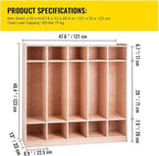 VEVOR Wooden Storage Cabinet, 5-Section Storage Locker with 10 Cubbies Shelf, Multi-Compartment Cubby Shelf with 5 Hooks for School, Classroom, Daycare, Home and Preschool