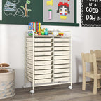 GOFLAME 20-Drawer Rolling Storage Cart, Multifunctional Art Craft Organizer, Mobile Utility Storage with Removable Drawers & Lockable Wheels, Craft Cart for Home Office, White