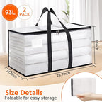 BlissTotes Moving Bags, 93L 2-Pack Storage Bags, Moving Box Heavy Duty Extra Large, Moving Totes with Zipper, Reinforced Handles Boxes for Packaging Moving, Decorative Wreath Storage