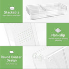 6 PCS Clear Plastic Drawer Organizer, Large 15" X 6" 3-Size Acrylic Stackable Kitchen Drawer Storage Tray, Bathroom Drawer Organizer Trays, Storage bins for Cosmetics Bathroom Kitchen Office