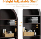 Over The Toilet Storage Cabinet, 23.7”W Modern Storage Cabinet Over Toilet with Acrylic Doors, Arched Freestanding Over Toilet Rack with Adjustable Shelf for Bathroom, Espresso