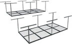 FLEXIMOUNTS 4x8 Overhead Garage Storage Rack, Adjustable Organization System, Heavy-Duty Metal Ceiling Racks, 2 Pack, Hammertone, Classic Series