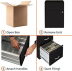 2 Drawer Locking Filing Cabinet | Pre-Assembled Steel Construction | Space-Saving Design is Perfect for Home and Small Office | Letter-Size | Assembled in North America