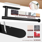 DEKAVA Under Cabinet Wall Mount Paper Towel Holder, Self-Adhesive Bar, Stainless Steel 13 inch (Black, 2)