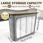 2025 Foldable Toilet Paper Basket with Lid,Large Capacity Holder for 9-12 Rolls, Stores Toilet Paper, Towels and Bathroom Essentials