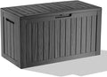 85 Gallon Outdoor Waterproof Resin Storage Deck Box Lockable Outside Bench UV Resistant Bin Patio Porch Furniture Pool Float Garden Tool Cushion Black