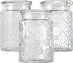 24oz Wide Mouth Mason Jars, 3-Pack Glass Jars With Lids, Pickle Canning Jars For Candy, Sugar, Coffee, Tea, Spice, Cookie, Dishwasher Safe