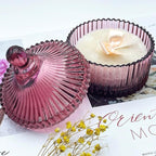 Colorful Glass Jar With Lid,Candy Cookie Dish,Jewelry Box,Christmas Burgundy Decor,Decorative Jars(Purplish Red)