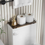Toilet Paper Basket, Bathroom Basket for Counter Toiletries Towel Decor, Toilet Tank Tray, Guest Back of Toilet Organizer Storage, Vanity Tray for Perfume Makeup, Kitchen 13”x6.5” Brown-Black