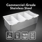 New Star Foodservice 48025 Stainless Steel Condiment Dispenser with 4 Compartments (NO ICE Tray Included)