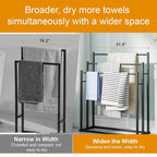 Honiter Towel Racks for Bathroom, 3 Tier Wide Towel Drying Rack Outdoor, Free Standing Towel Rack, Pool Towel Blanket Stand and Display Rack for Oversized Bath Towels, Black