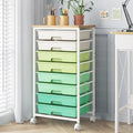LABUK Rolling Storage Cart with Drawers Utility Cart Plastic Organizers for Classroom Dorm Office Bathroom, Makeup Palettes, Cosmetics, Nail Polish Organizer(Green)