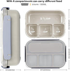 Bento Box Adult, Lunch Box Containers for Adults Men Women, 5 Cup Bento with 4 Compartments &Spork &Sauce Box, Leak-Proof, Microwave/Dishwasher Safe(Beige)