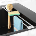 Dish Cloth Holder for Kitchen Sink, Adjustable Over-The-Sink Dish Rag Rack, Metal Kitchen Racks Sink Brush Holder, Drying Rack for Dishcloths, Sponges, Brushes, and Bottles (1, Sliver)