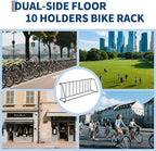 Floor Bike Rack, Sigle-Side 10-Bike Rack 122" L,Grid Bikes Racks In Ground, Freestanding Bicycle Floor Parking Stand, Stand Bike Racks for Garages Streets Yards Bike Events