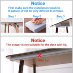 2 Pack Under Desk Drawer Self-Adhesive Desktop Storage Organizer, Hidden Attachable Slide Out Desk Drawer, Under Table Tray for Pencil Pen Stationery Office Organization, Gray