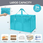 TICONN 4 Pack Extra Large Moving Bags Heavy Duty with Zippers & Carrying Handles, Durable Storage Bags Moving Boxes for Closet Organizers and Storage (4 Pack, Aqua)