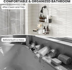 Hanging Shower Caddy Over Showerhead, 2 Tier Rustproof Bathroom Shower Organizer, No Drill Shower Rack with Soap Dish, Toothbrush Holder and 12 Hooks,Silver