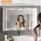 VINGLI 60 x 36 Inch Extra Large Lighted Bathroom Medicine Cabinet with Mirror, Large 3-Door Wall Mounted Bathroom Medicine Cabinet with Lights, Dimmable Mirror with Storage, Built-in Outlet & USB