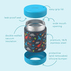 Bentgo Kids Stainless Steel Food Jar - 11oz Leak-Proof Double Insulated Hot or Cold Food Container with Removable Silicone Bumper, Dishwasher Safe, Easy Open Lid, Ages 3+ (Dinosaur)