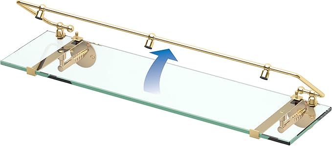Gatco 1438 Glass Railing Shelf, Brass