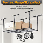 PeakPursuit 3x8FT Overhead Garage Storage Rack, 600LB Capacity Heavy Duty Ceiling Storage Racks, 22-40" Height Adjustable Metal Organizer System for Seasonal Items & Tools