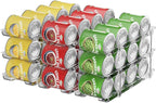 Dayacoco Can Organizer For Pantry,3 Sets 3 Tiers Pantry Organizers And Storage, Pantry Organizer for Fridge 36 Standard and Tall Cans Rack Automatic Rolling Stackable Canned Food Organizer, Clear