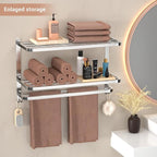 DDS-DUDES 23 Inches 3-Tier Towel Racks for Bathroom with Towel Bars Multilayer Hotel Towel Shelf Stainless Steel Wall-Mounted Brushed Finish Holder with Towel Shelves
