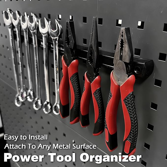 Double Sided Magnetic Tool Holder, 17 Inch Magnetic Screwdriver Holder Rack, Easy to Install Magnet Tool Organizer for Garage Storage, Workshop, Jobsite, Shed and Kitchen (2 Pack)