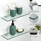 SAYAYO Floating Glass Shelves for Bathroom, Tempered Glass Shelf for Wall 15 x 5 Inch 2 Pack, Clear