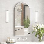 Arched Medicine Cabinet with Mirror,Recessed Medicine Cabinet Mirrors for Bathroom Mirror with Storage,Arched Metal Edge Medicine Cabinet,Brushed Nickel Arch Medicine Cabinets Mirror 16x31