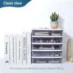Plastic Drawers 5 Layer Desktop Storage, Small Organizer Box Storage Container Case, Desktop Organizer with Clear Drawers for Home, Office, Stationery, Jewelry and Cosmetics