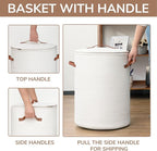 CHICVITA Tall Laundry Basket with Lid, White Clothes Laundry Hamper for Nursery, Cotton Rope Storage Basket for Clothes, Blankets, Toys, Laundry Bin, 15 x 20 inches