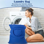Laundry Bag with Handles & Drawstring Closure 27.6”Wx35"H, Thick Laundry Bag Heavy Duty Washable Dirty Clothes Travel Sack for Camp, College Dorm, Laundromat (Blue, 1Pack)