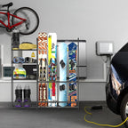 Freestanding Ski Rack for Garage - Stores 4 Pairs of Skis, Adjustable Ski Boot Holder, Organizes Skis, Boots, Poles, Goggles, Helmets & Gear, Ideal for Garage, Shed, Basement, Ski Enthusiasts