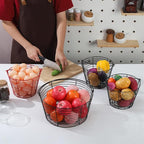 Colorful Metal Mesh Wire Egg Collecting Basket with Handle Portable Garden Vegetable Fruit Storage Lightweight Hanging Collector for Farmhouse Gathering Kitchen Picnic (Black, Normal - 8")