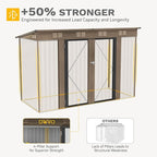 DWVO 9' x 4' Outdoor Storage Shed, Large Metal Tool Sheds, Heavy Duty Storage House with Lockable Doors & Air Vent for Backyard Patio Lawn to Store Bikes, Tools, Lawnmowers, Brown