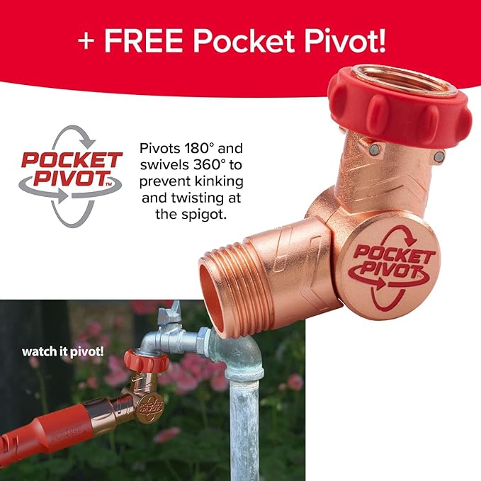 Pocket Hose 50 FT Copper Head Expandable Garden Hose with Pocket Pivot, No Tangles, AS SEEN ON TV, 360° Swivel, Tri-Tex Tubing, Force Field Jacket, Lead-Free, No-Kink, Anti-Burst w/APT