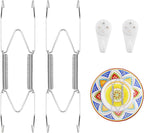 2 Pack Plate Hangers for Wall, Suitable for 8-10 inch Art Plate, Stainless Steel Invisible Heavy-Duty Wire Plate Holder with Wall Hooks, Display Hanger for Decorative Plates/Dishes/Platters(Silver)